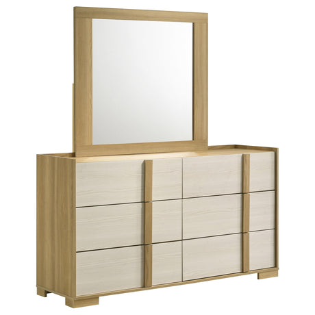 Hyland 6-drawer Dresser with Mirror Natural from Coaster - Luna Furniture