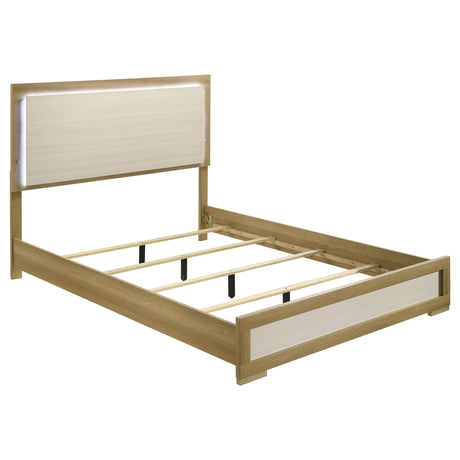 Hyland Wood Queen LED Panel Bed Natural and White from Coaster - Luna Furniture