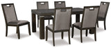 Hyndell Dining Table and 6 Chairs in Dark Brown - PKG002200