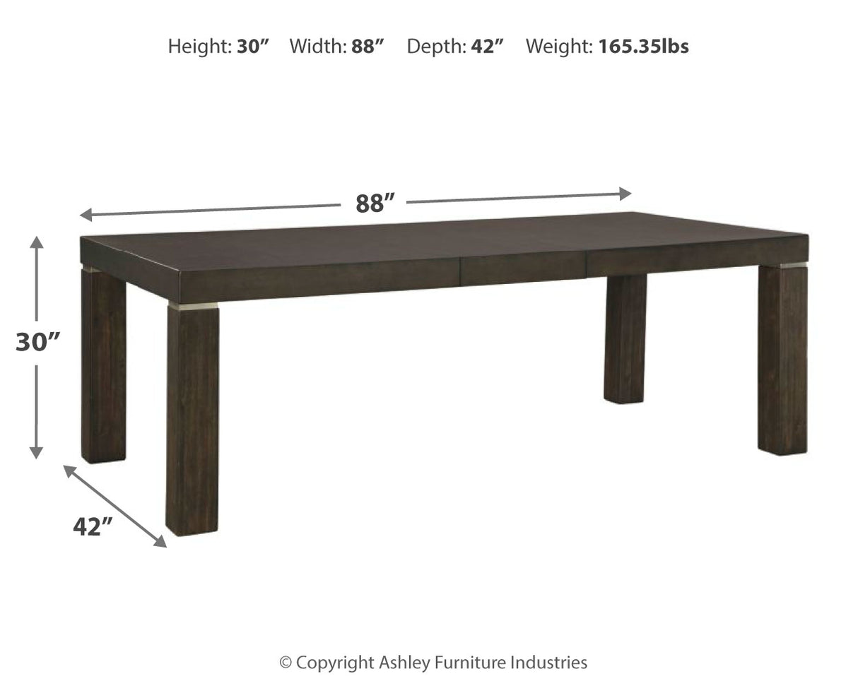 Hyndell Dining Table and 6 Chairs in Dark Brown - PKG002200