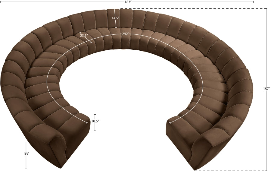 Infinity Modular 11pc. Sectional in Brown from Meridian - Luna Furniture