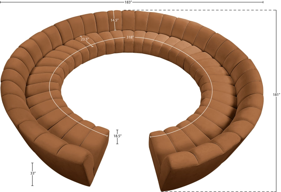 Infinity Modular 12pc. Sectional in Saddle from Meridian - Luna Furniture