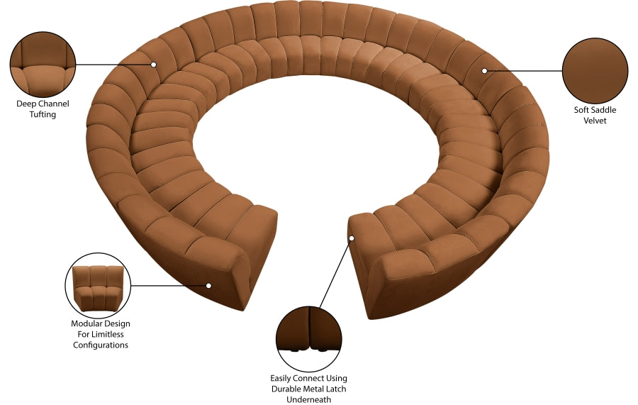 Infinity Modular 12pc. Sectional in Saddle from Meridian - Luna Furniture