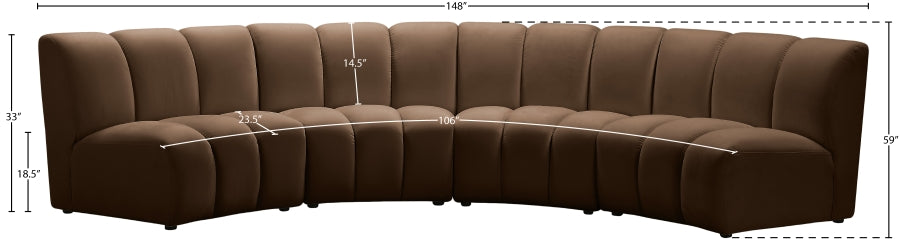 Infinity Modular 4pc. Sectional in Brown from Meridian - Luna Furniture