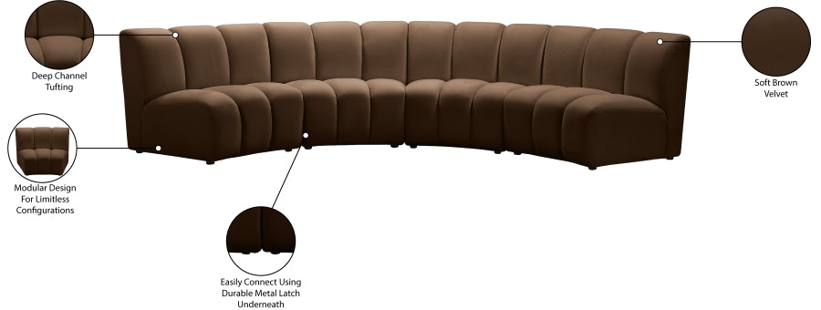 Infinity Modular 4pc. Sectional in Brown from Meridian - Luna Furniture