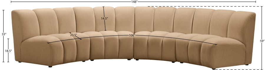 Infinity Modular 4pc. Sectional in Camel from Meridian - Luna Furniture