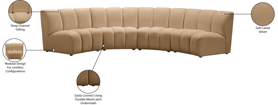 Infinity Modular 4pc. Sectional in Camel from Meridian - Luna Furniture