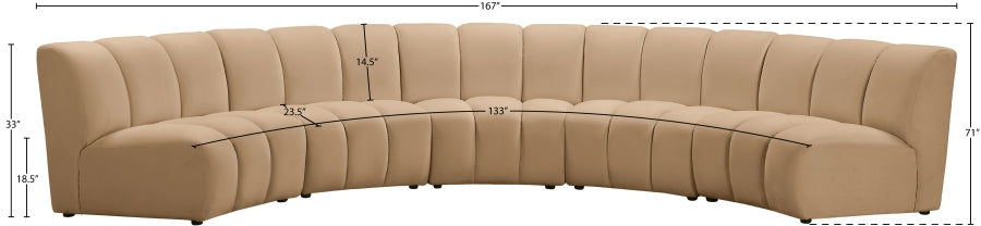 Infinity Modular 5pc. Sectional in Camel from Meridian - Luna Furniture