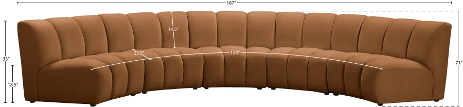 Infinity Modular 5pc. Sectional in Saddle from Meridian - Luna Furniture