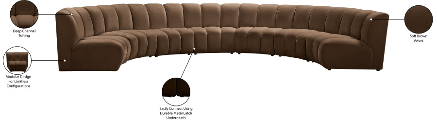 Infinity Modular 7pc. Sectional in Brown from Meridian - Luna Furniture