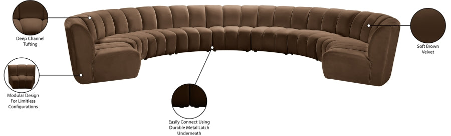 Infinity Modular 9pc. Sectional in Brown from Meridian - Luna Furniture