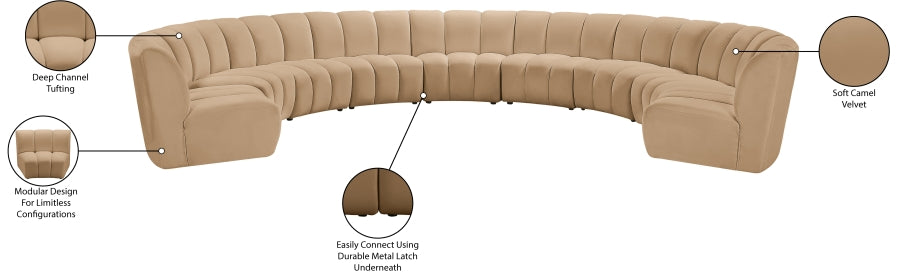 Infinity Modular 9pc. Sectional in Camel from Meridian - Luna Furniture