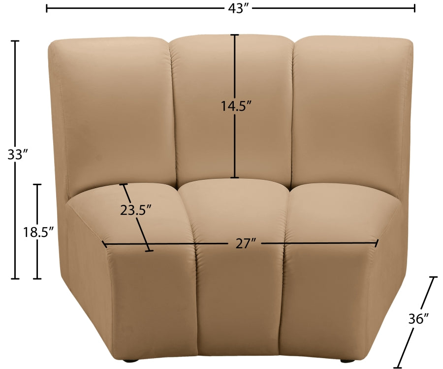 Infinity Modular Chair in Camel from Meridian - Luna Furniture