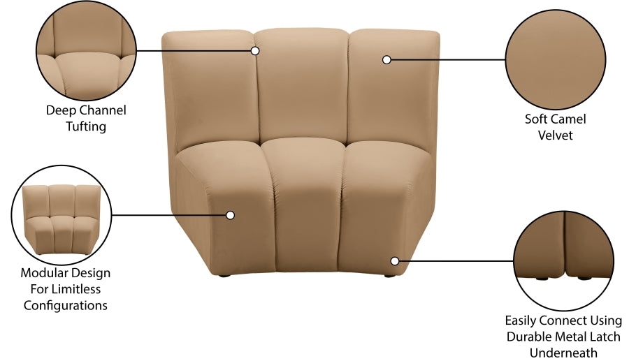 Infinity Modular Chair in Camel from Meridian - Luna Furniture