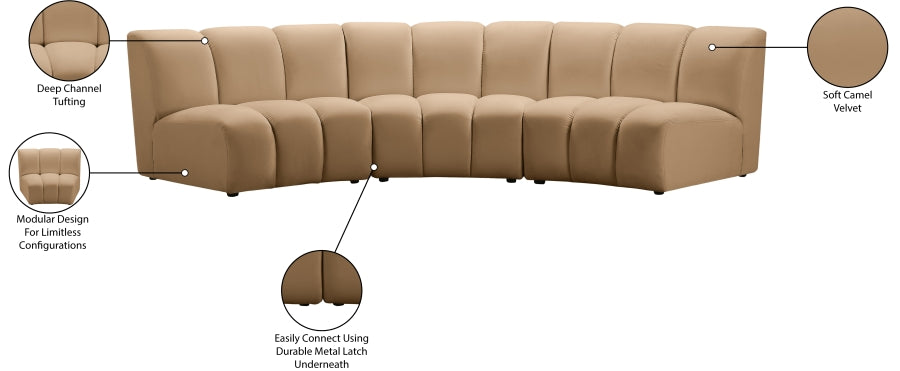 Infinity Modular Sofa in Camel from Meridian - Luna Furniture