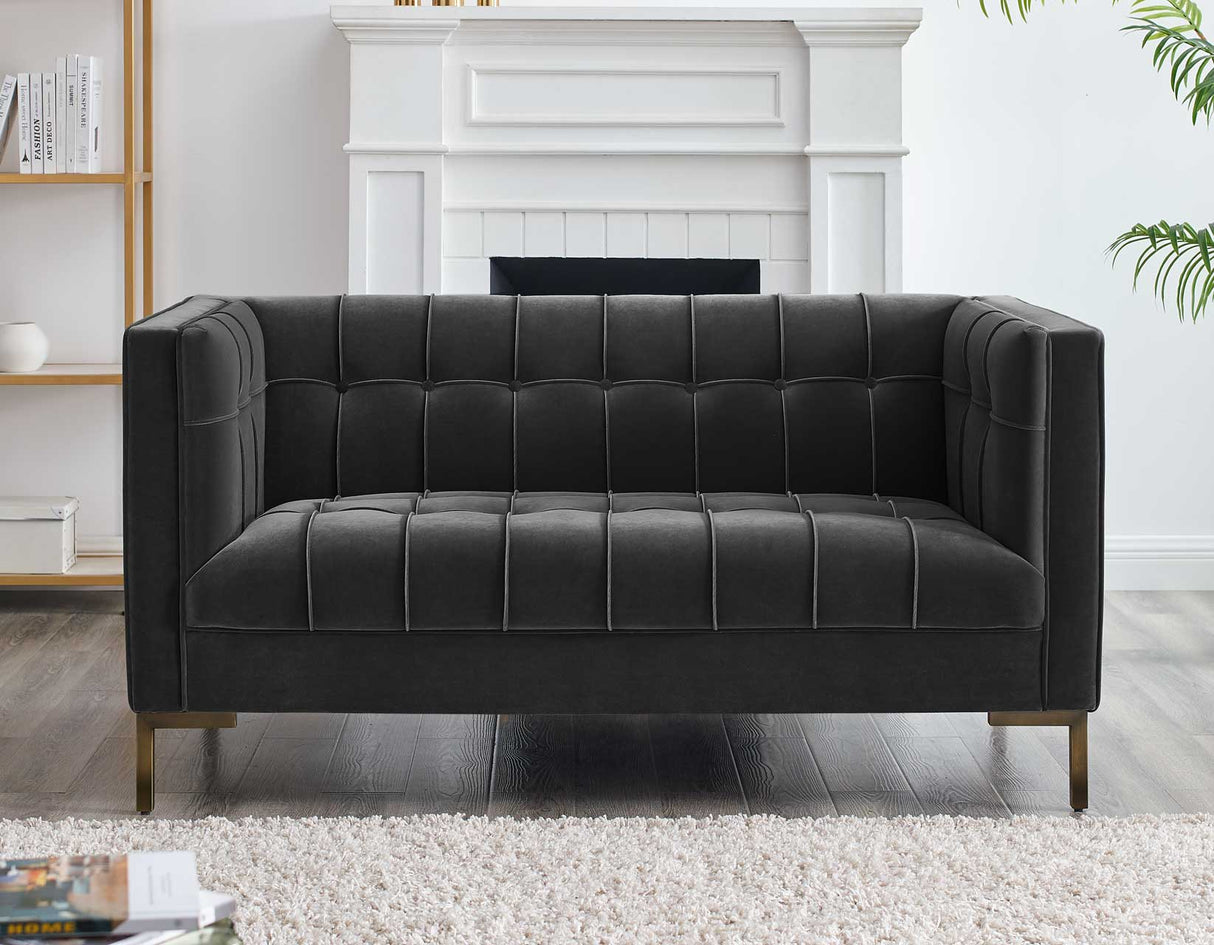 Isaac Channel Stitched Gray Velvet Loveseat from Steve Silver - Luna Furniture