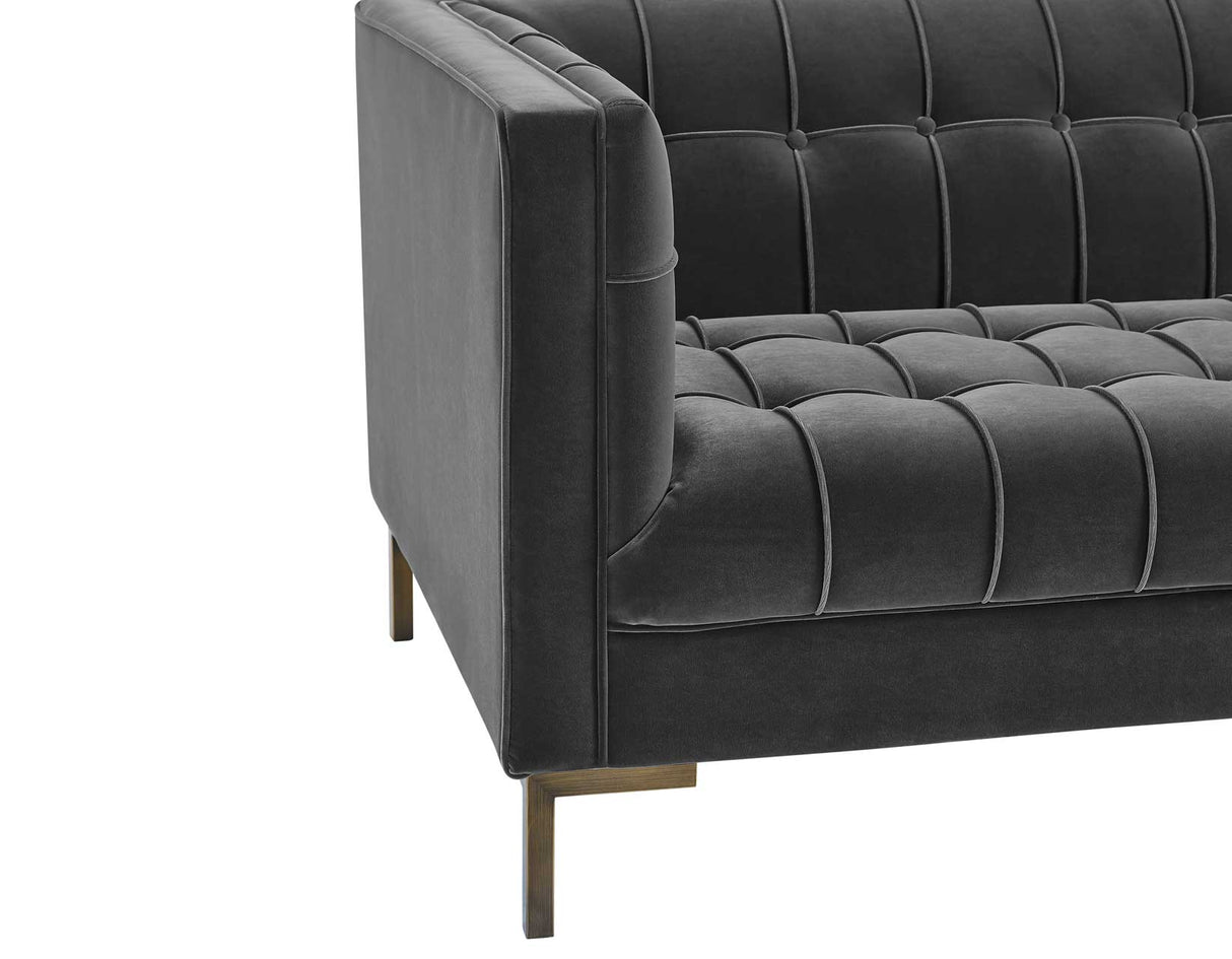 Isaac Channel Stitched Gray Velvet Loveseat from Steve Silver - Luna Furniture