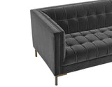 Isaac Channel Stitched Gray Velvet Loveseat from Steve Silver - Luna Furniture