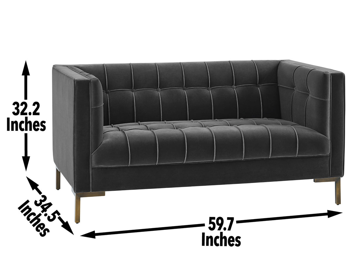 Isaac Channel Stitched Gray Velvet Loveseat from Steve Silver - Luna Furniture