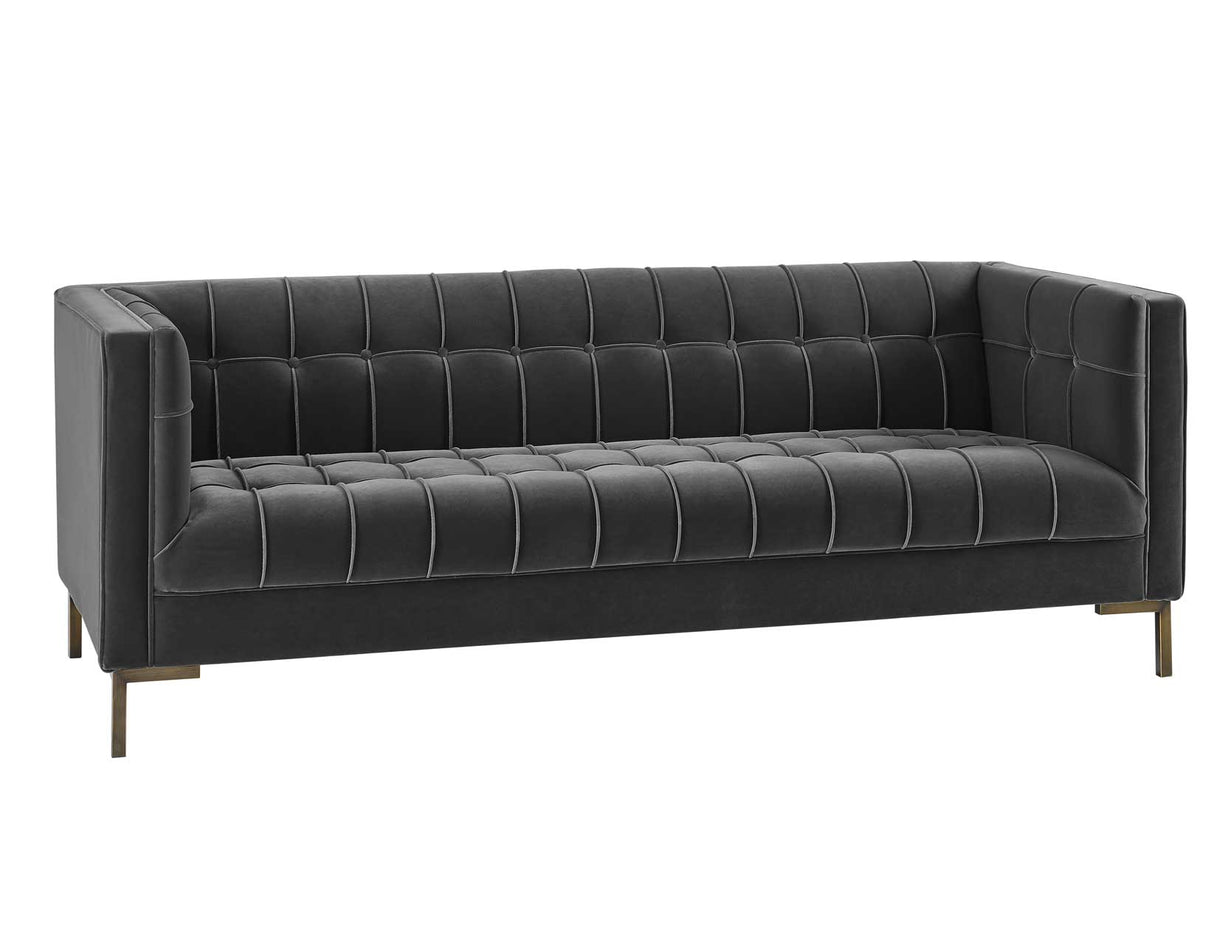 Isaac Channel Stitched Gray Velvet Sofa from Steve Silver - Luna Furniture