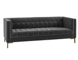 Isaac Channel Stitched Gray Velvet Sofa from Steve Silver - Luna Furniture