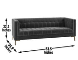 Isaac Channel Stitched Gray Velvet Sofa from Steve Silver - Luna Furniture