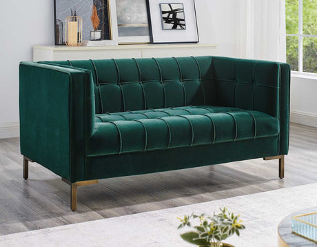 Isaac Channel Stitched Green Velvet Loveseat from Steve Silver - Luna Furniture