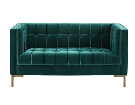 Isaac Channel Stitched Green Velvet Loveseat from Steve Silver - Luna Furniture