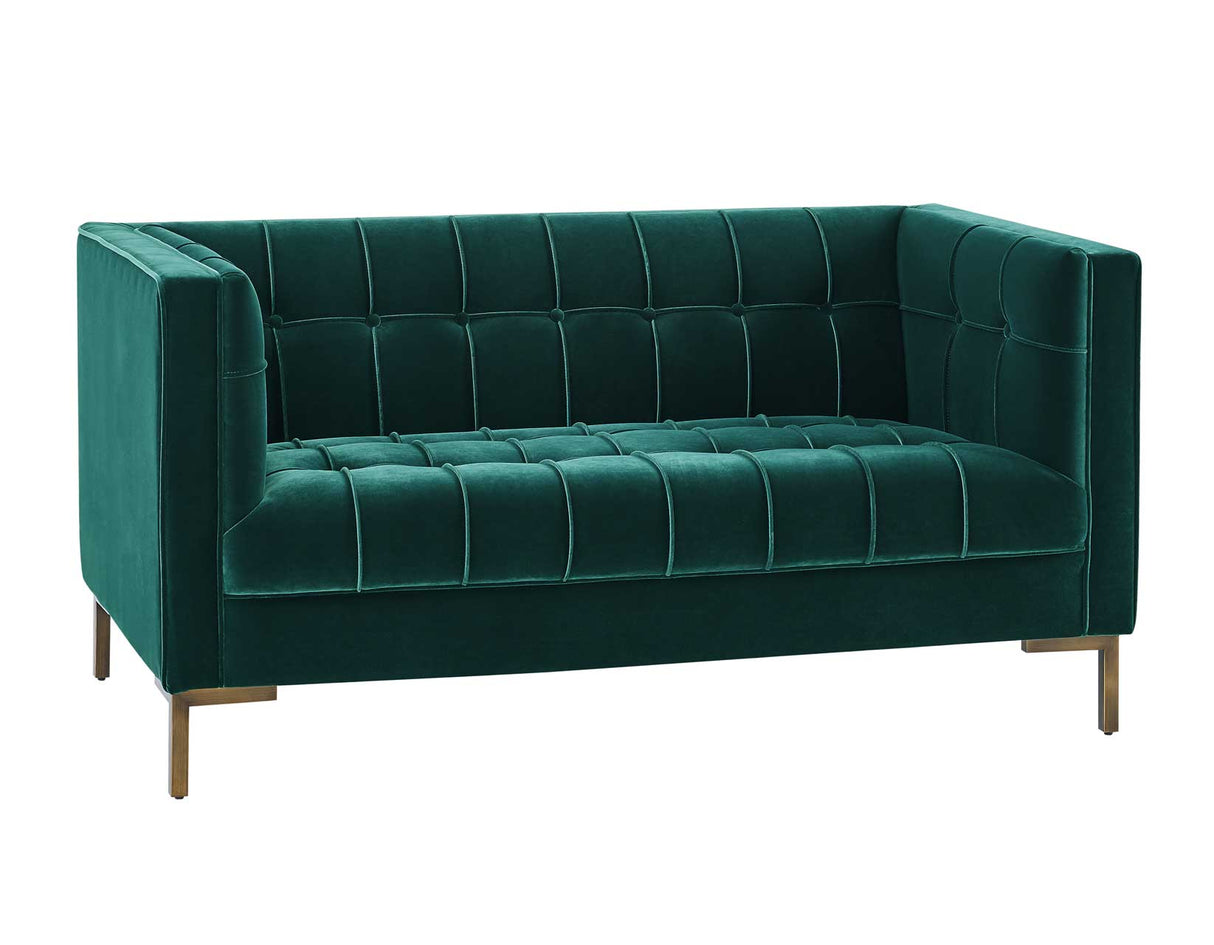 Isaac Channel Stitched Green Velvet Loveseat from Steve Silver - Luna Furniture