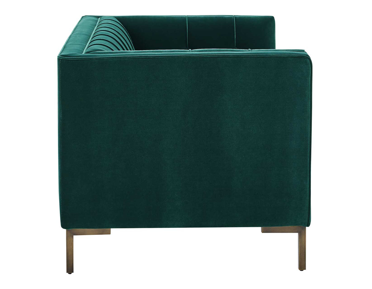 Isaac Channel Stitched Green Velvet Loveseat from Steve Silver - Luna Furniture