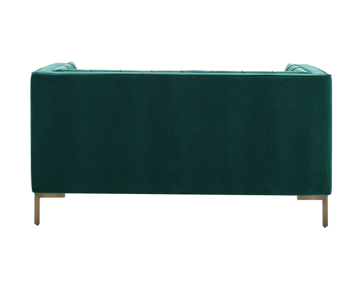 Isaac Channel Stitched Green Velvet Loveseat from Steve Silver - Luna Furniture