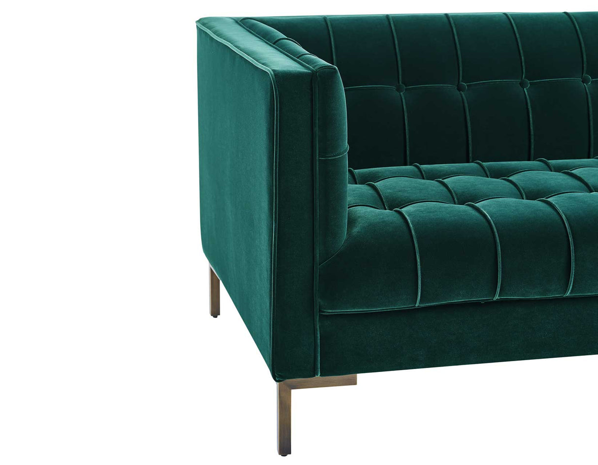 Isaac Channel Stitched Green Velvet Loveseat from Steve Silver - Luna Furniture