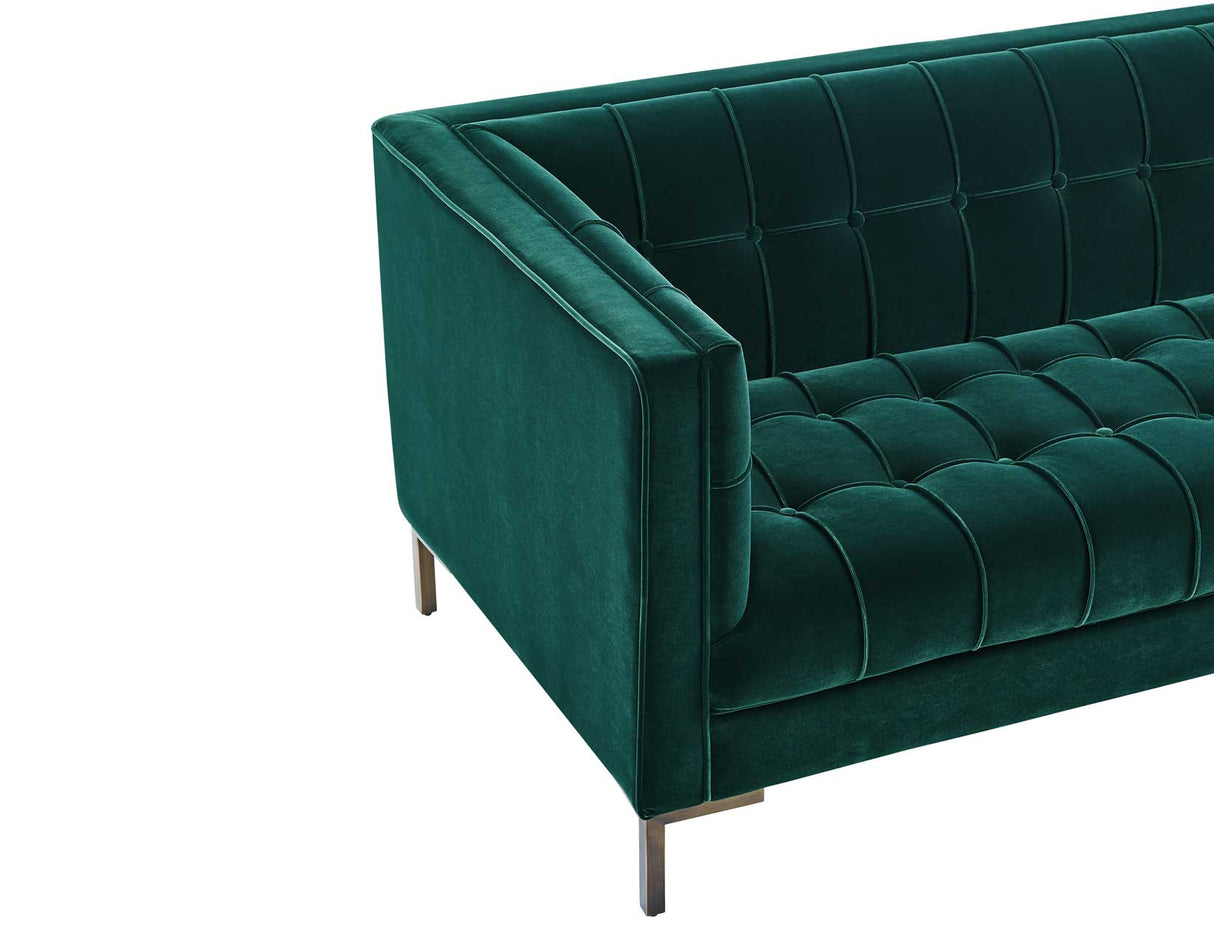 Isaac Channel Stitched Green Velvet Loveseat from Steve Silver - Luna Furniture