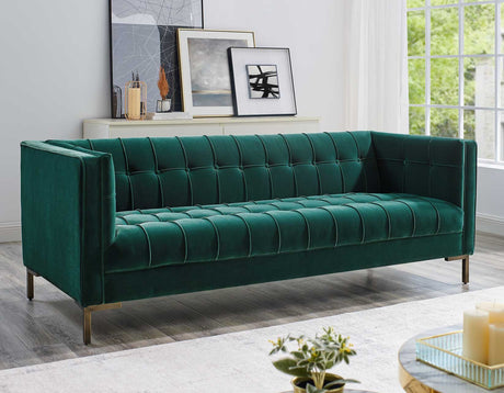 Isaac Channel Stitched Green Velvet Sofa from Steve Silver - Luna Furniture