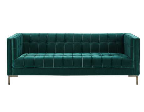 Isaac Channel Stitched Green Velvet Sofa from Steve Silver - Luna Furniture