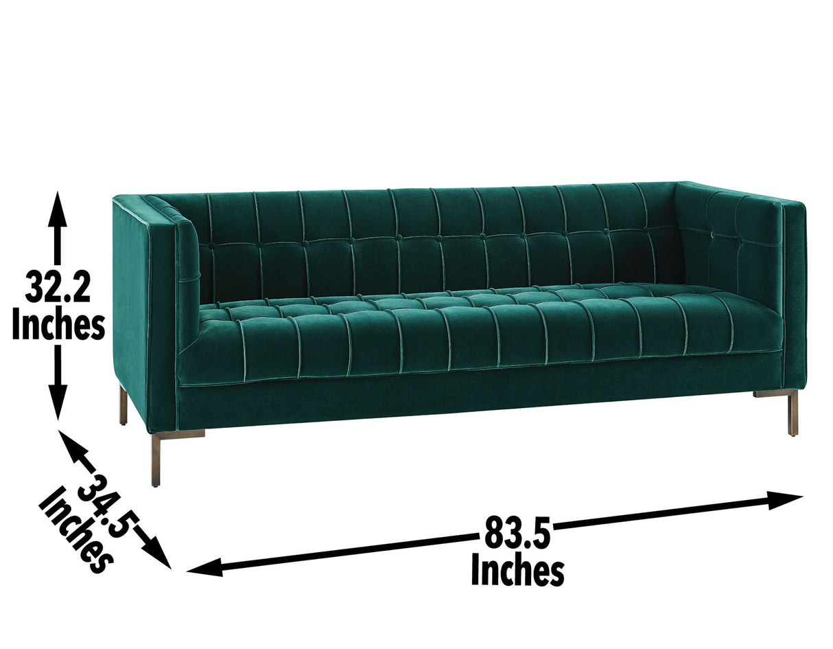 Isaac Channel Stitched Green Velvet Sofa from Steve Silver - Luna Furniture