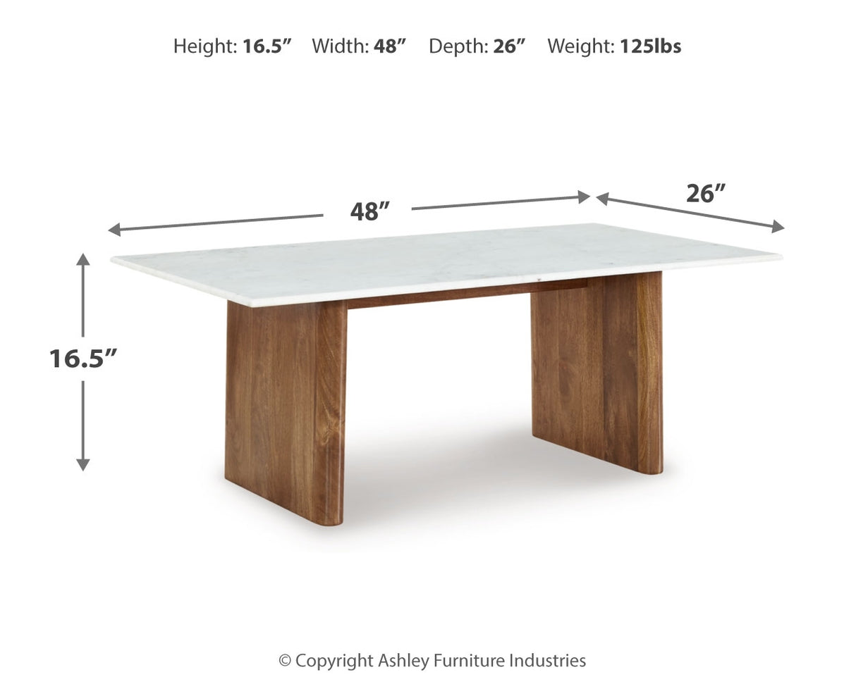 Isanti Coffee Table with 1 End Table in Light Brown/White - PKG016512