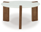 Isanti Coffee Table with 1 End Table in White/Brown - PKG016510