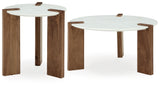 Isanti Coffee Table with 1 End Table in White/Brown - PKG016510