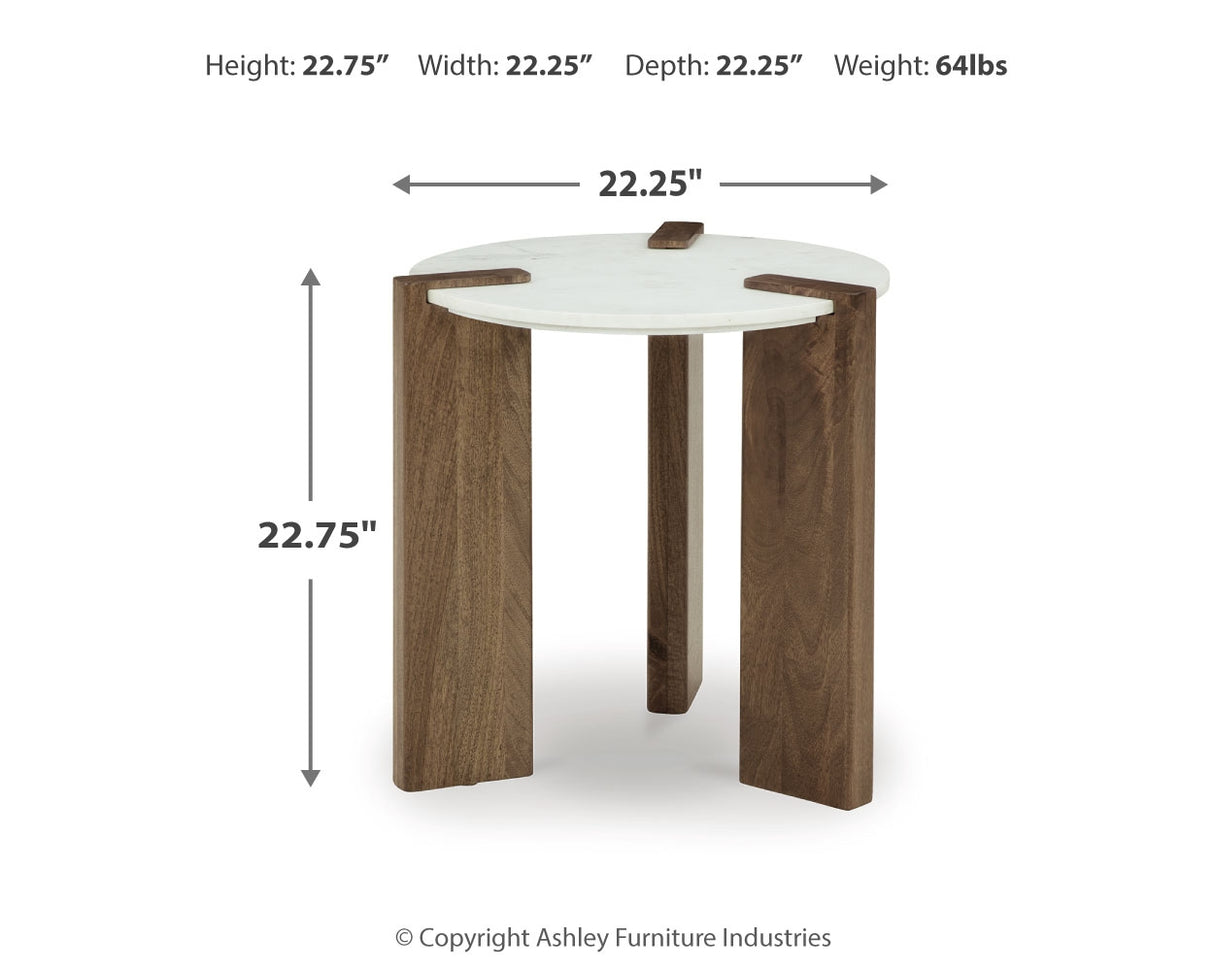 Isanti Coffee Table with 1 End Table in White/Brown - PKG016510