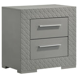 Ives 2-drawer Nightstand Bedside Table Grey High Gloss from Coaster - Luna Furniture