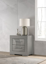 Ives 2-drawer Nightstand Bedside Table Grey High Gloss from Coaster - Luna Furniture