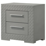 Ives 2-drawer Nightstand Bedside Table Grey High Gloss from Coaster - Luna Furniture