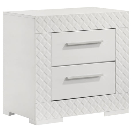 Ives 2-drawer Nightstand Bedside Table White High Gloss from Coaster - Luna Furniture