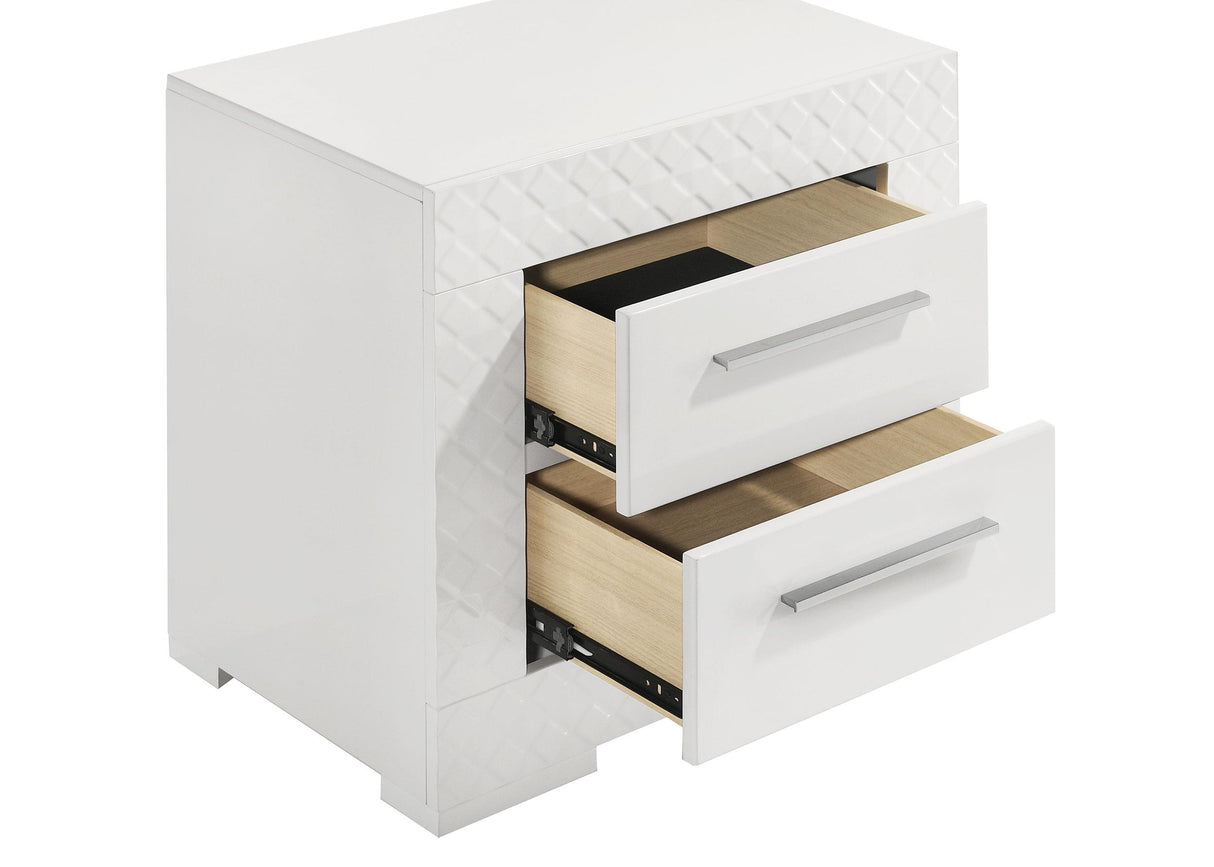 Ives 2-drawer Nightstand Bedside Table White High Gloss from Coaster - Luna Furniture