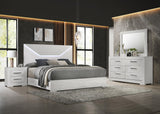 Ives White High Gloss 4-Piece Eastern King Bedroom Set from Coaster - Luna Furniture