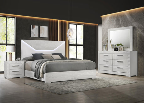 Ives White High Gloss 4-Piece Queen Bedroom Set from Coaster - Luna Furniture