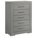 Ives 5-drawer Bedroom Chest of Drawers Grey High Gloss from Coaster - Luna Furniture