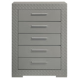 Ives 5-drawer Bedroom Chest of Drawers Grey High Gloss from Coaster - Luna Furniture