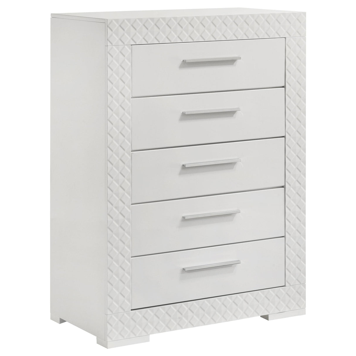 Ives 5-drawer Bedroom Chest of Drawers White High Gloss from Coaster - Luna Furniture